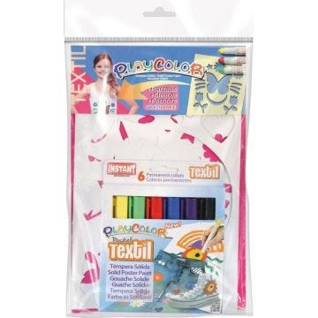 Lot De 6 Playcolor Textil Pocket + 2 Pochoirs Fille - {couleur}