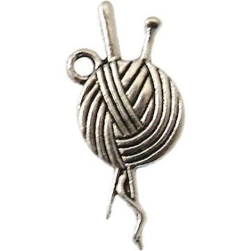 Breloque - MÉGACRÉA - Pelote de laine - Argenté - Métal sans nickel - 26x12 mm