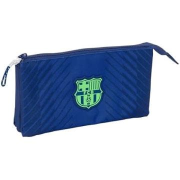 Trousse Triple - SAFTA - F.C. Barcelona - Bleu Marine - Enfant - Confortable et Polyvalente
