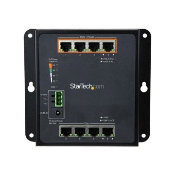 STARTECH Switch Gigabit Ethernet géré à 8 ports RJ45 (4 PoE+) - Commutateur réseau industriel à fixation murale - Switch réseau