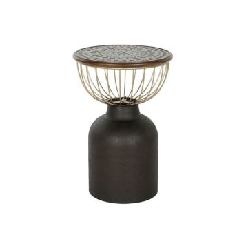 Table d'appoint vintage - MARQUE - sapin et métal - 43,5 cm - Couleur NOIR