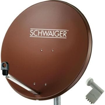 Système SAT Parabole 80 cm + Quad LNB Schwaiger rouge brique