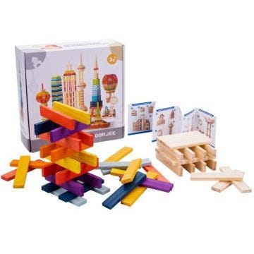 Planchettes de construction en bois - Dorjee - DT26012 - A partir de 3 ans - Couleurs vives