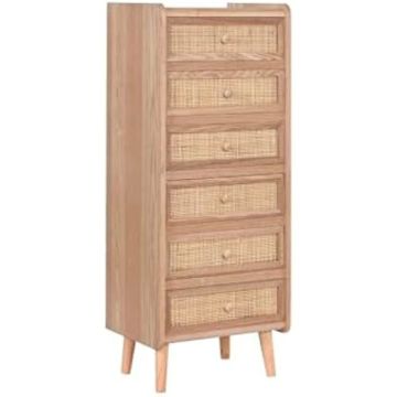Commode - HOME ESPRIT - Naturel rotin - Bois de Paulownia - 45 x 97 x 35 cm - Tiroir(s)