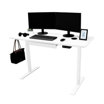 Bureau Assis-Debout Électrique 140 cm Réglable en Hauteur Ports de Chargement