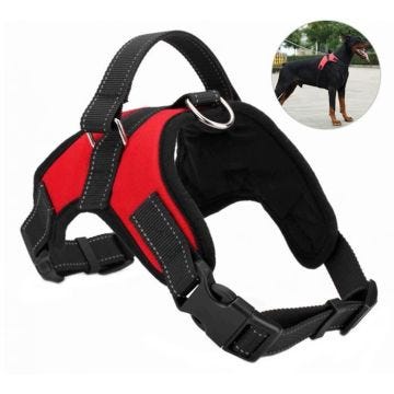 Harnais chien - PETACC - Réglable - Rouge - Taille M - Ultra confortable