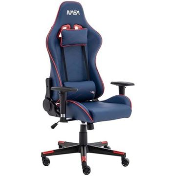 Chaise - NASA - GAMER - Réglable en hauteur - Avec accoudoirs - Noir