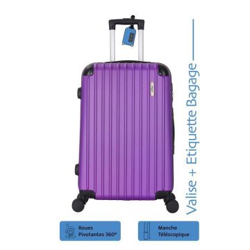 Valise Cabine - ADC - Swift - 55cm - ABS Rigide - 4 Roues 360° - 39L Violet
