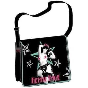 Sac à main Bettie Page en toile - Noir - Bandoulière - 27/30/7 cm