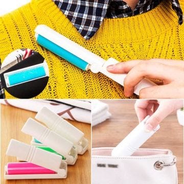 Brosse anti-poils - SHOP-STORY - Mini rouleau lavable - Compact - Économique - Bleu