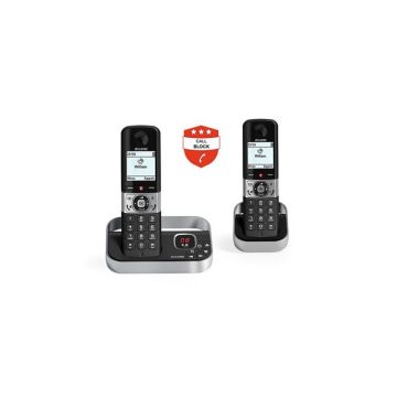 Pack DUO - Téléphones sans fil Alcatel F890 Voice Duo avec Blocage d'Appels Premium – Répondeur intégré – Téléphonie sénior