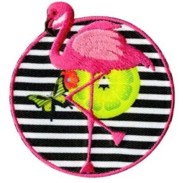 Ecusson thermocollant flamant rose 6x6cm
