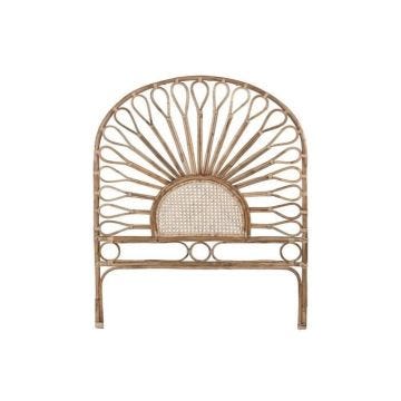 Tête de lit naturelle - Rotin et bambou - Motif tournesol - Blanc - 100 x 4 x 90 cm