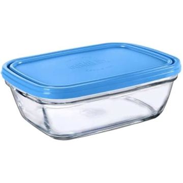 Boîte de conservation - Duralex - Freshbox - Verre ultra résistant - 1,1 L - Couvercle bleu
