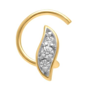 Boucles d'oreilles femme - Brillaxis - Piercing de nez feuille or jaune 18k oxydes - Couleur de la matière:Jaune