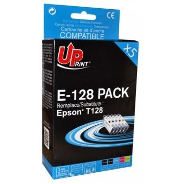 Cartouches d'encre UPrint E-128 PACK - Compatible EPSON T1281/2/3/4 - Cyan, Magenta, Jaune, 2 Noir