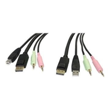 Câble de commutateur KVM DisplayPort®USB 4 en 1 de 1,8 m avec audio et microphone - STARTECH