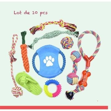 Lot de 10 Pièces Jouets pour Chien Corde de Jeu Multicolore à Mâcher pour Chiots et Chiens