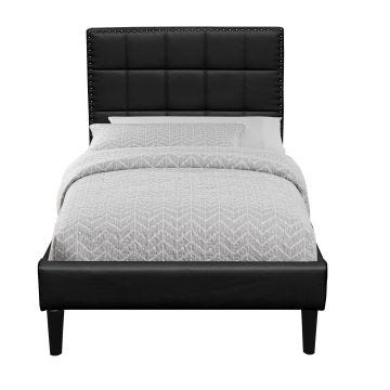Lit riley pour matelas 90x200 - Sommier Tte de Lit Capitonnee Couleur NOIR Pieds en 16 cm pour matelas - 13 La