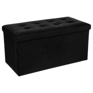 Pouf pliable - ATMOSPHERA - Lysandre en velours - Noir - Intérieur - Contemporain - Design