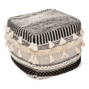 Pouf lurex noir et beige 45x45 cm - Multicolore - Atmosphera createur d'interieur