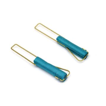 Boucles d'oreille - TEGUMENTI - Modèle Bleu - Soie - Bronze - 5 cm