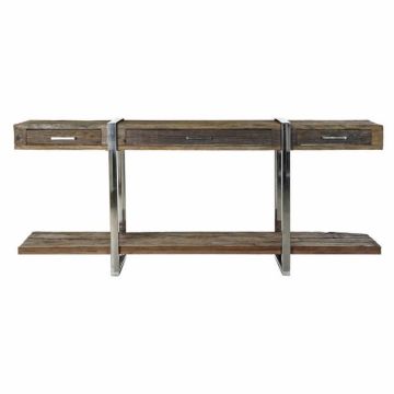 Console - Item Home - Bois Recyclé et Acier - Blanc - 3 Tiroirs