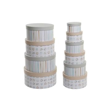 Boîte de rangement style shabby carton blanc, beige, multicolore, gris - Couleur:GRIS
