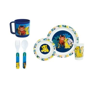 DISNEY LE ROI LION - Lot assiette, bol, verre, couverts, mug