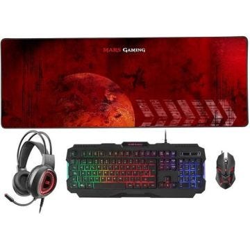 Mars Gaming MCPRGB2FR - Combo RGB Clavier+Souris+Tapis Souris XXL+Casque - Français