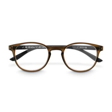 Paire de lunettes, plastique recyclé, marron transp./nr mat, + 1,5 dpt