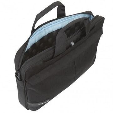 TECHAIR Sacoche informatique Souple Moderne Premium 15.6" - Protection Latérale - Attache Trolley - Noire - Doublure Bleue