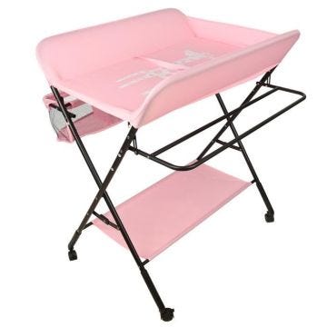 Table à langer pliable HUOLE - Rose - 3 compartiments de rangement - Ceinture de sécurité