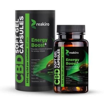 60 Gélules CBD Full Spectrum Reakiro "Energy Boost" 600mg