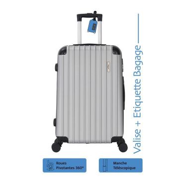 Valise Cabine 55cm - ADC - Swift - ABS Rigide - 4 Roues 360° - 39L - Étiquette Offerte