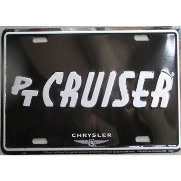 plaque d'immatriculation decorative pt cruiser noire et blanche license plate