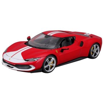 Miniatures montées - Burago - Ferrari 296 GTB - Rouge et Blanche - Échelle 1/18 - Pour enfants