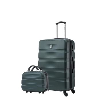 CELIMS - Valise Grande Taille avec Vanity / Trousse de Toilette 35cm | Taille Soute 23kg 75cm | Serrure Intégré | ABS | Vert