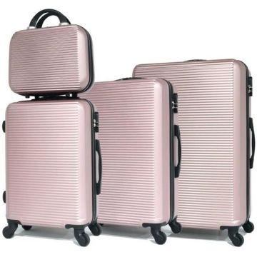 CELIMS - Set Valise 4 Pièces | Lot de Valise | Valise avec Vanity | ABS | Rose Gold