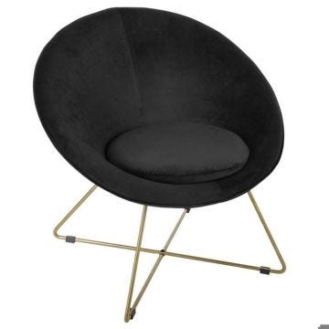 Fauteuil en velours noir ATMOSPHERA - Contemporain - Design - Pieds métal or