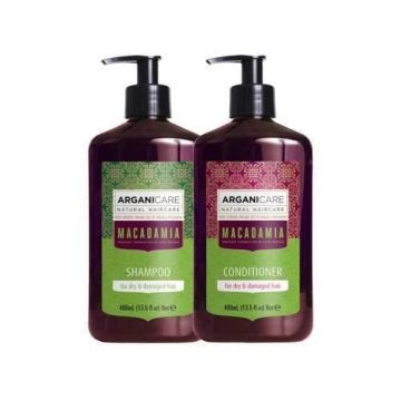 Duo Shampooing et Conditioner - ARGANICARE - Macadamia Cheveux Secs et Abîmés - Hydratation et Réparation