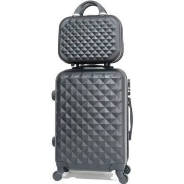 CELIMS - SET DE 2 - Taille Cabine avec Vanity - Noir - 55cm - 4 Roues - ABS