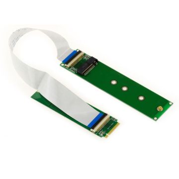 Extension rallonge de type riser pour port M.2 NGFF, support SSD M2 PCIe M Key AHCI ou NVMe avec nappe souple de 20cm