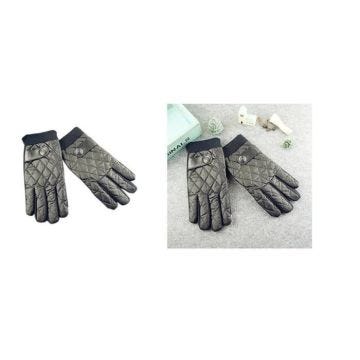 NOVAGO Gants conducteurs tactiles pour Homme, taille universelle , motifs carrés avec décoration bouton et simili cuir