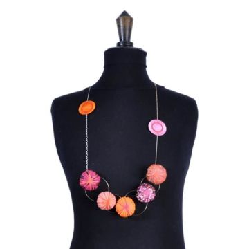 Collier long - PITI - Holly Coussin - Multicolore - Orange et Rose - Pour Femme