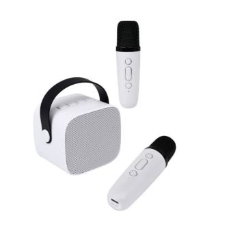 Enceinte Portable avec 2 Micro karaoké Sans Fil - Party Btmic 15W - Blanc