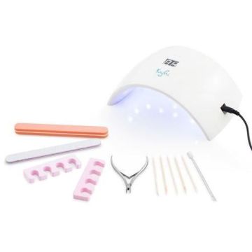 Kit de manucure et pédicure YOGHI - 11 accessoires et lampe LED 12W - Blanc