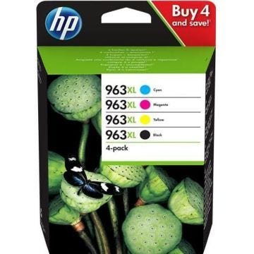 HP 963XL Pack de 4 cartouches d'encre noire, cyan, jaune et magenta grande capacité authentiques (3YP35AE)