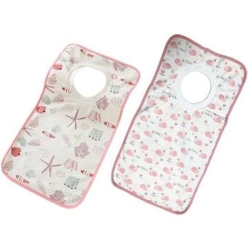 Lot de 2 Grands Bavoirs bébé évolutifs 100% Coton Confort et Doux, col Tee-Shirt élastique pour Les Enfants de 6 à 48 Mois