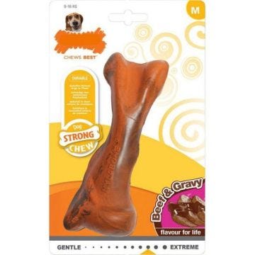 Nylabone Jouet à Mâcher Robuste Os en Caoutchouc Arome Sauce/Buf pour Les Chiens de Taille Moyenne Jusquà 16 kg -